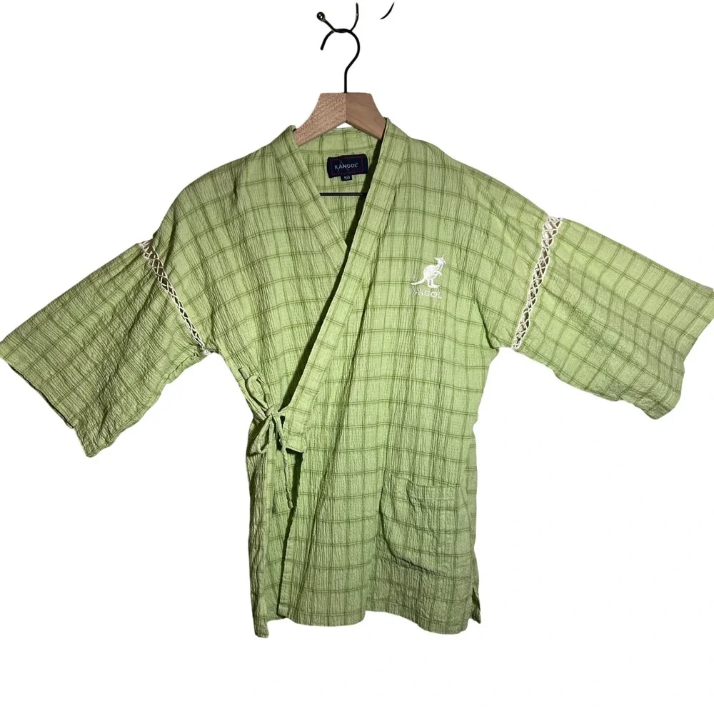 Kangol Sport Jinbei Kimono Lounge Set in Lime Green, Japanese Youth Size 150